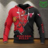 NBA Chicago Bulls Red Black Mascot Scratch Pullover Hoodie