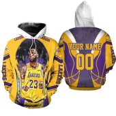 NBA Los Angeles Lakers Custom Name Number Lebron James #23 Pullover Hoodie