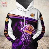 NBA Los Angeles Lakers White Purple Skull Pullover Hoodie V5
