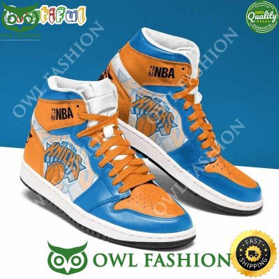 NBA New York Knicks Orange Blue Air Jordan 1 High Sneakers