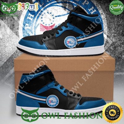 NBA Philadelphia 76ers Blue Black Air Jordan 1 High Sneakers