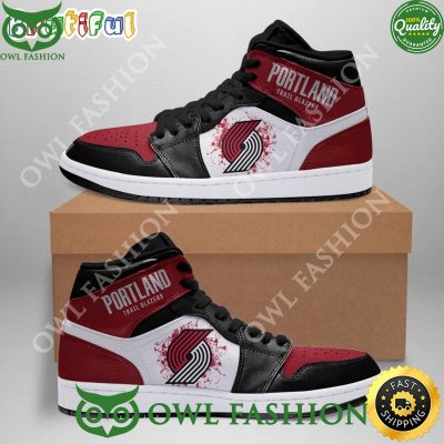 NBA Portland Trail Blazers White Red Air Jordan 1 High Sneakers Classic Air Jordan Sneakers