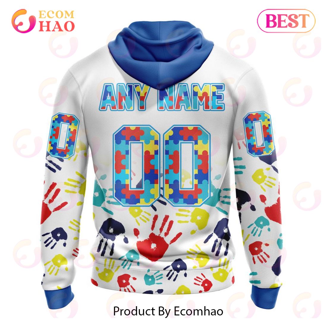 NBA San Antonio Spurs Custom Name Number Autism Awareness Hands Pullover Hoodie NBA San Antonio Spurs Custom Name Number Autism Awareness Hands Pullover Hoodie