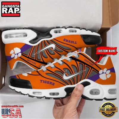 NCAA Clemson Tigers Sport Football Logo Custom Name Air Max Plus Shoes Running Sneakers