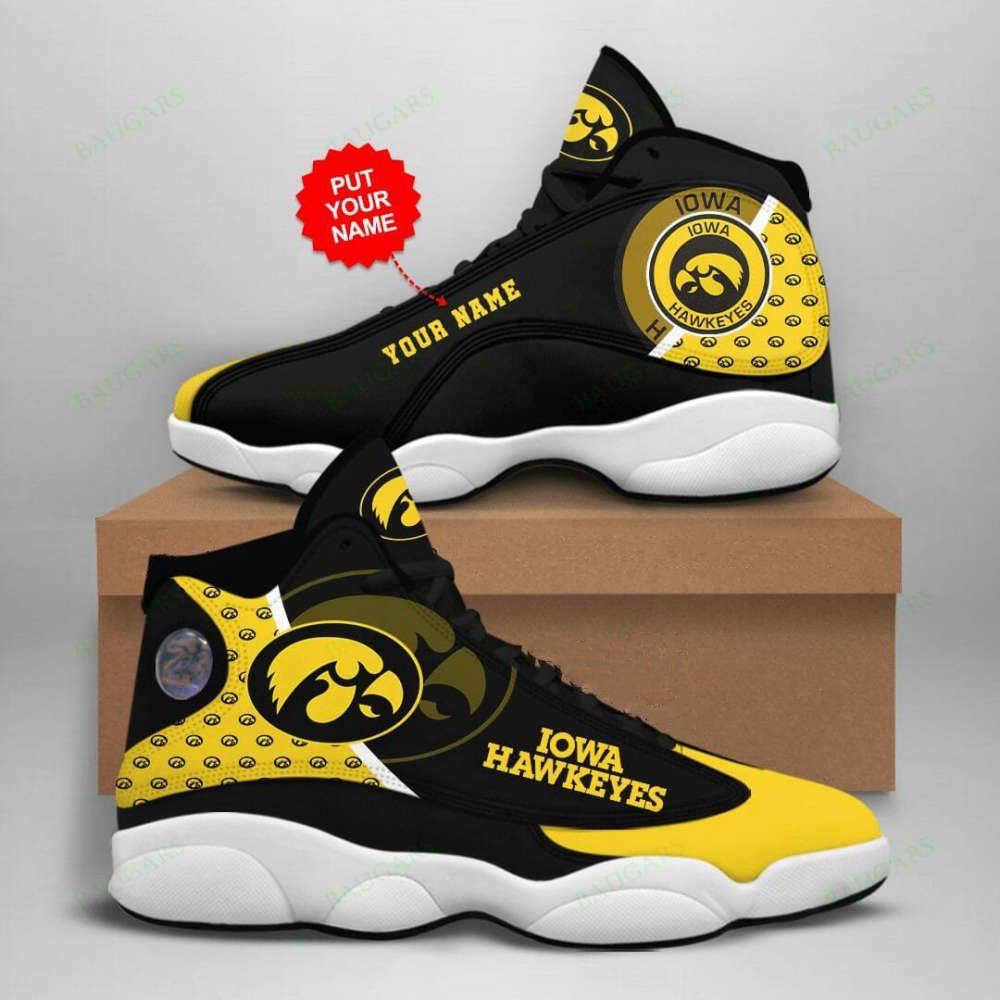 NCAA Iowa Hawkeyes Custom Name Black Gold Air Jordan 13 Shoes, Best Gift For Men And Women NCAA Iowa Hawkeyes Custom Name Black Gold Air Jordan 13 Shoes, Best Gift For Men And Women