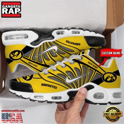 NCAA Iowa Hawkeyes Sport Football Logo Custom Name Air Max Plus Shoes Running Sneakers