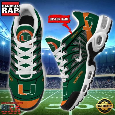 NCAA Miami Hurricanes Sport Football Logo Custom Name Air Max Plus Shoes Running Sneakers