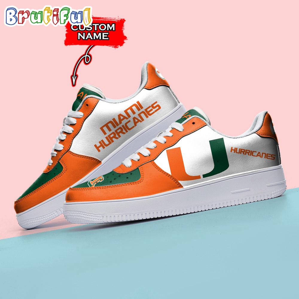 NCAA Miami Hurricanes Sporty Air Force 1 Shoes Sneaker NCAA Miami Hurricanes Sporty Air Force 1 Shoes Sneaker