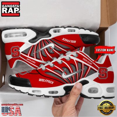NCAA NC State Wolfpack Sport Football Logo Custom Name Air Max Plus Shoes Running Sneakers