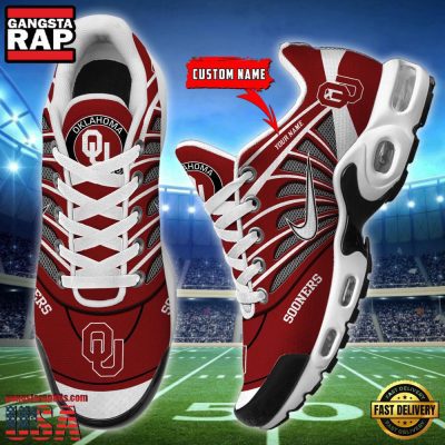NCAA Oklahoma Sooners Sport Football Logo Custom Name Air Max Plus Shoes Running Sneakers