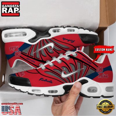 NCAA Ole Miss Rebels Sport Football Logo Custom Name Air Max Plus Shoes Running Sneakers