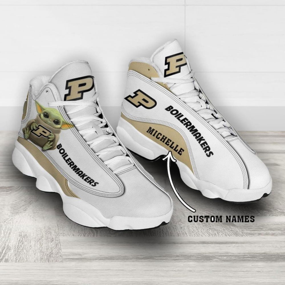 NCAA Purdue Boilermakers Custom Name Baby Yoda Air Jordan 13 Sneakers For Men Women NCAA Purdue Boilermakers Custom Name Baby Yoda Air Jordan 13 Sneakers For Men Women