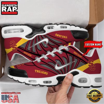 NCAA USC Trojans Sport Football Logo Custom Name Air Max Plus Shoes Running Sneakers