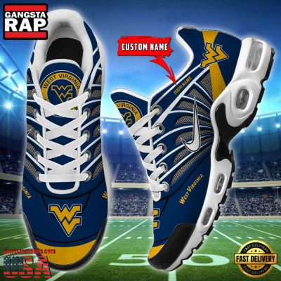 NCAA West Virginia Mountaineers Sport Football Logo Custom Name Air Max Plus Shoes Running Sneakers