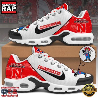NCAA Custom Name Nebraska Cornhuskers Football Mascot Symbol Air Max Plus Shoes Running Sneakers