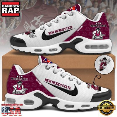 NCAA Custom Name New Mexico State Football Mascot Symbol Air Max Plus Shoes Running Sneakers