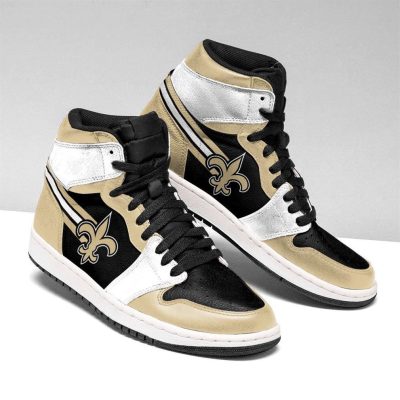NFL New Orleans Saints Golden Black Logo Air Jordan 1 High Sneakers