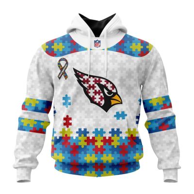 NFL Arizona Cardinals Custom Name Number Autism Awareness Pullover Hoodie