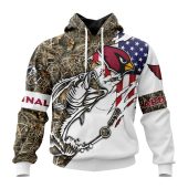 NFL Arizona Cardinals Custom Name Number Fishing With Flag Of USA Pullover Hoodie