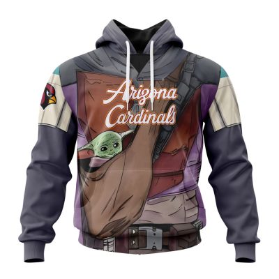 NFL Arizona Cardinals Custom Name Number Mandalorian And Baby Yoda Pullover Hoodie
