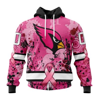 NFL Arizona Cardinals Custom Name Number Pink Breast Cancer Pullover Hoodie