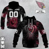 NFL Arizona Cardinals Custom Name Number Rose Dragon Pullover Hoodie
