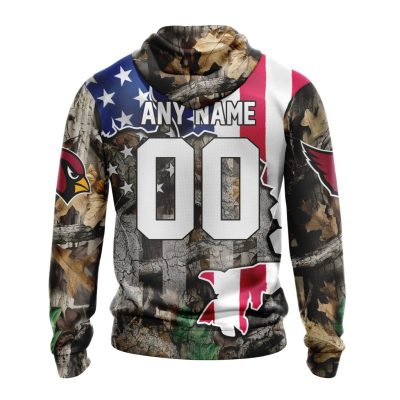 NFL Arizona Cardinals Custom Name Number USA Flag Camo Realtree Pullover Hoodie