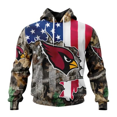 NFL Arizona Cardinals Custom Name Number USA Flag Camo Realtree Pullover Hoodie