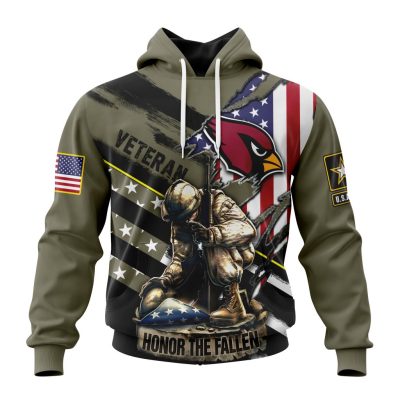 NFL Arizona Cardinals Custom Name Number Veterans Kneeling Soldier Pullover Hoodie