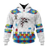 NFL Atlanta Falcons Custom Name Number Autism Awareness Pullover Hoodie