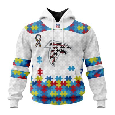 NFL Atlanta Falcons Custom Name Number Autism Awareness Pullover Hoodie NFL Atlanta Falcons Custom Name Number Autism Awareness Pullover Hoodie