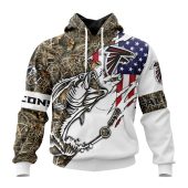 NFL Atlanta Falcons Custom Name Number Fishing With Flag Of The USA Pullover Hoodie
