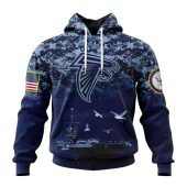 NFL Atlanta Falcons Custom Name Number Honor US Navy Veterans Pullover Hoodie