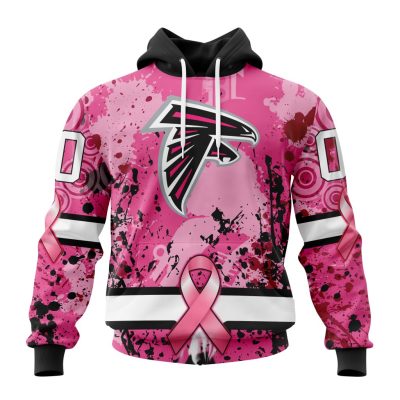 NFL Atlanta Falcons Custom Name Number Pink Breast Cancer Pullover Hoodie