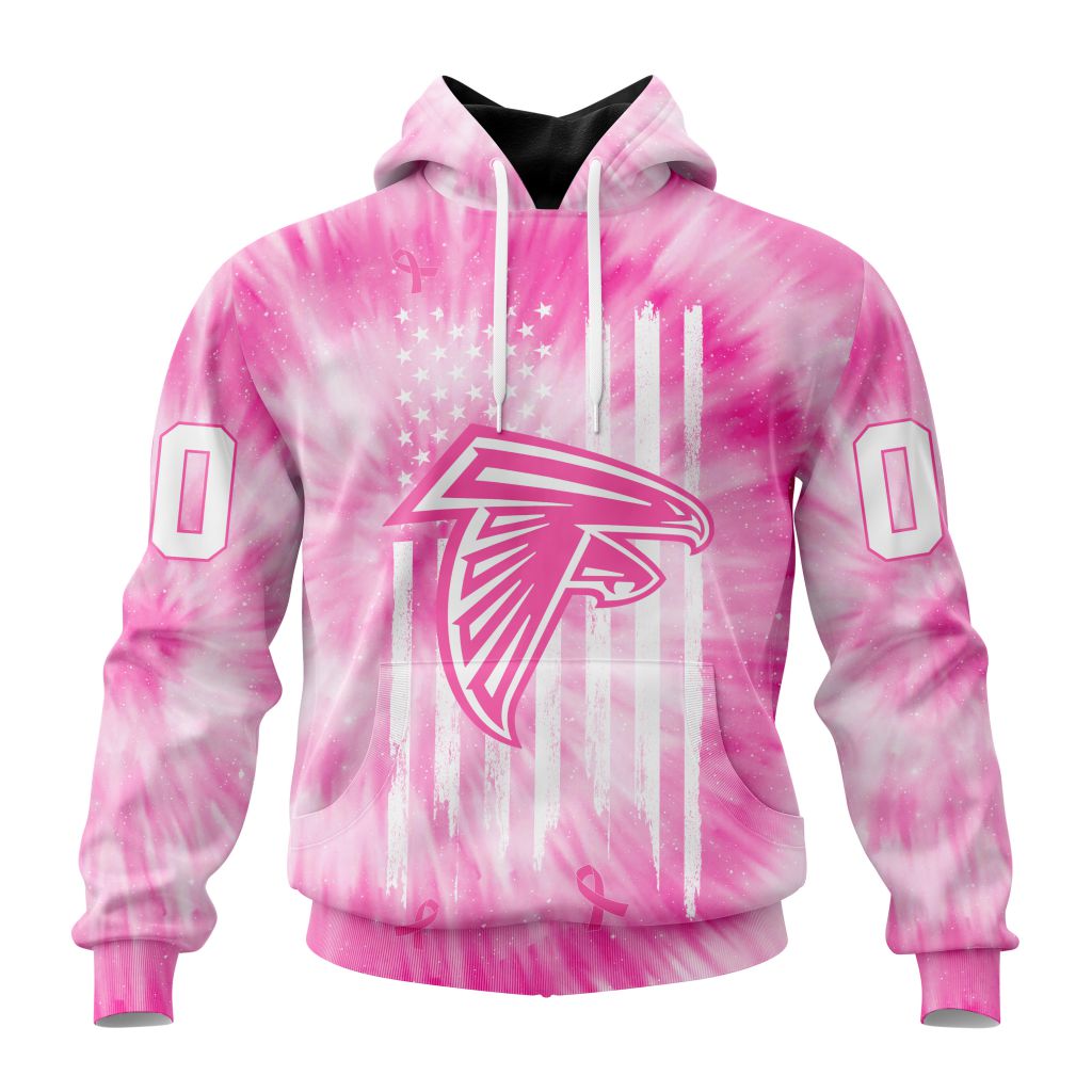 NFL Atlanta Falcons Custom Name Number Pink Tie-Dye Pullover Hoodie NFL Atlanta Falcons Custom Name Number Pink Tie-Dye Pullover Hoodie