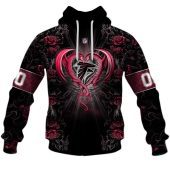 Nfl Atlanta Falcons Custom Name Number Rose Dragon Pullover Hoodie Front.jpg - demo10