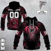 NFL Atlanta Falcons Custom Name Number Rose Dragon Pullover Hoodie