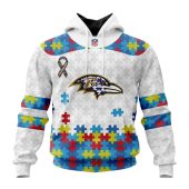 NFL Baltimore Ravens Custom Name Number Autism Awareness Pullover Hoodie