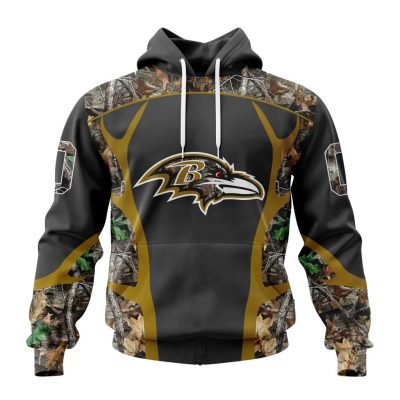 NFL Baltimore Ravens Custom Name Number Camo Hunting Pullover Hoodie