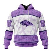 Nfl Baltimore Ravens Custom Name Number Fight Cancer Pullover Hoodie Front.jpg - demo10