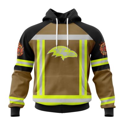 NFL Baltimore Ravens Custom Name Number Firefighter Uniform Pullover Hoodie