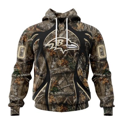 NFL Baltimore Ravens Custom Name Number Hunting Camo Pullover Hoodie