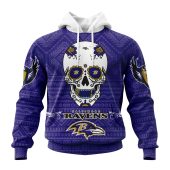 Nfl Baltimore Ravens Custom Name Number Kits For Dia De Muertos Pullover Hoodie Front.jpg - demo10