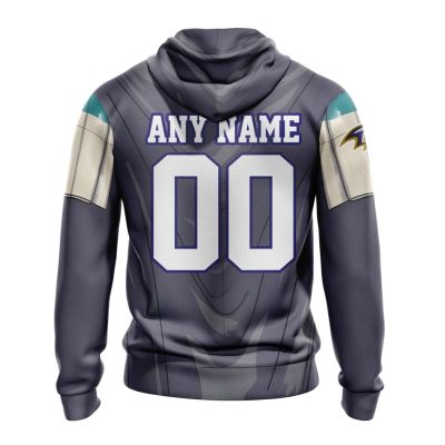 NFL Baltimore Ravens Custom Name Number Mandalorian And Baby Yoda Pullover Hoodie