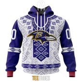Nfl Baltimore Ravens Custom Name Number Native Pattern Pullover Hoodie Front.jpg - demo10