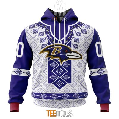 NFL Baltimore Ravens Custom Name Number Native Pattern Pullover Hoodie