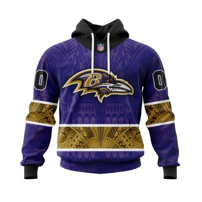 NFL Baltimore Ravens Custom Name Number Native With Samoa Culture Pullover Hoodie