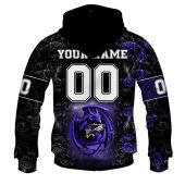 Nfl Baltimore Ravens Custom Name Number Rose Dragon Pullover Hoodie Back.jpg - demo10
