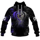 Nfl Baltimore Ravens Custom Name Number Rose Dragon Pullover Hoodie Front.jpg - demo10