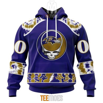 NFL Baltimore Ravens Custom Name Number Special Grateful Dead Pullover Hoodie